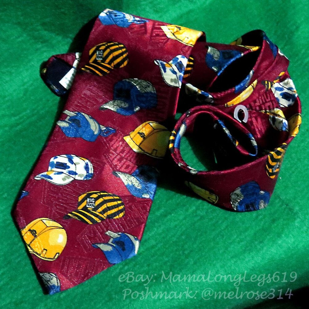 Vtg 1990s Home Improvement TV Show Necktie Tim Tool Man Tie Handyman Hard Hats